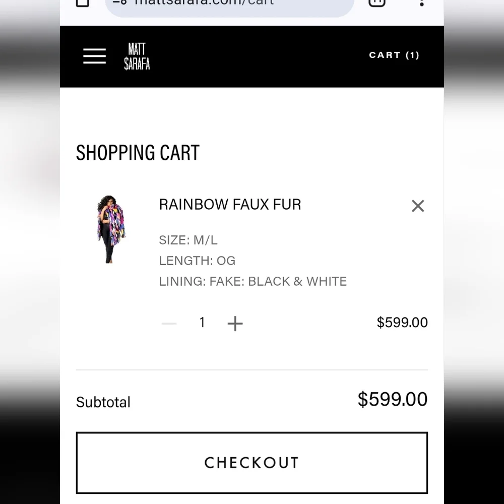 MATT SARAFA RAINBOW Faux Fur SILK Lined Coat NWOT, OG Length, Custom Made - Picture 13 of 16